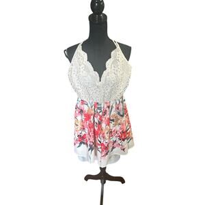 Illa Illa Floral White Lace Romper – Women’s L – Boho Chic Summer Style